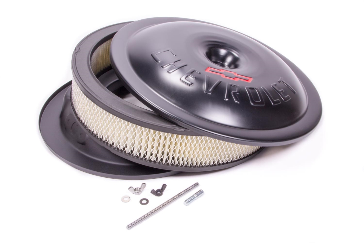 14 in. Bowtie Logo Aluminium Air Cleaner, Black
