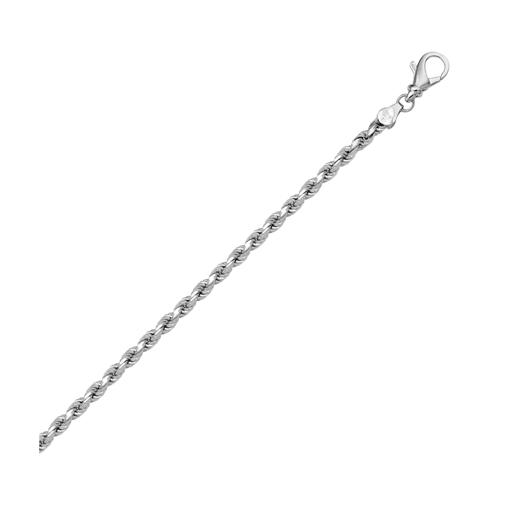 Picture of Cheri Jadore BN1032-18KW-7 7 in. 18K White Gold Solid Diamond Cut Rope Bracelet, Silver - 3.2 g