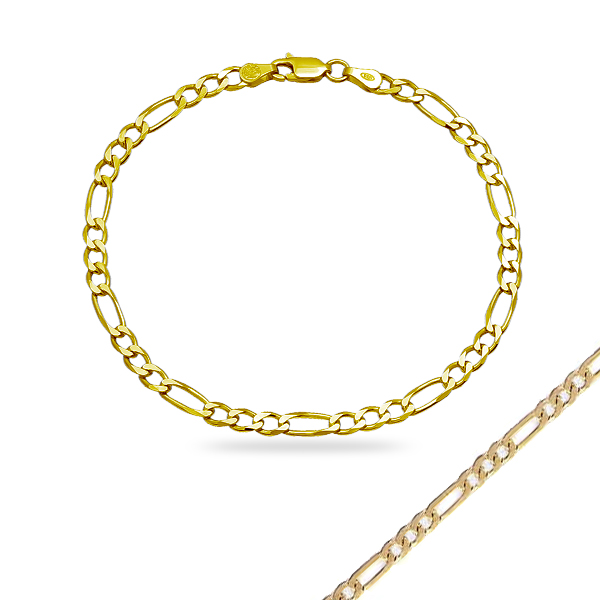 Picture of Cheri Jadore BN303-14Y-7 7 in. 14K Yellow Gold Figaro Chain Bracelet - 3.0g
