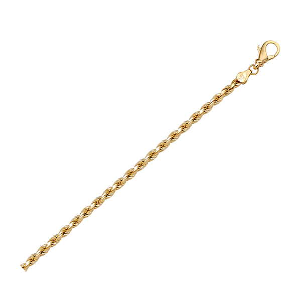 Picture of Cheri Jadore BN612-18KY-7 7 in. 18K Gold Solid Diamond Cut Rope Bracelet, Gold - 3.2 g