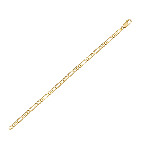 Picture of Cheri Jadore BN702-18KY-7 7 in. 18K Gold Hollow Figaro Bracelet, Gold - 2.4 g