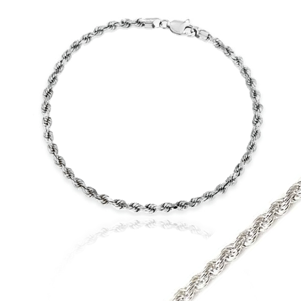 Picture of Cheri Jadore BN7408-SS-75 7.5 in. Sterling Silver Hollow Rope Chain Bracelet - 3.3g