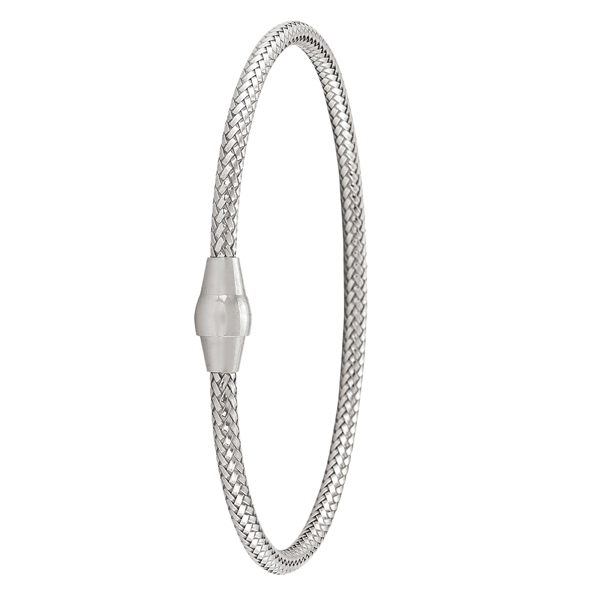 BSG84-SSW Round Snake Sterling Silver Fashion Bangle with Magnetic Clasp, Silver - 8 g