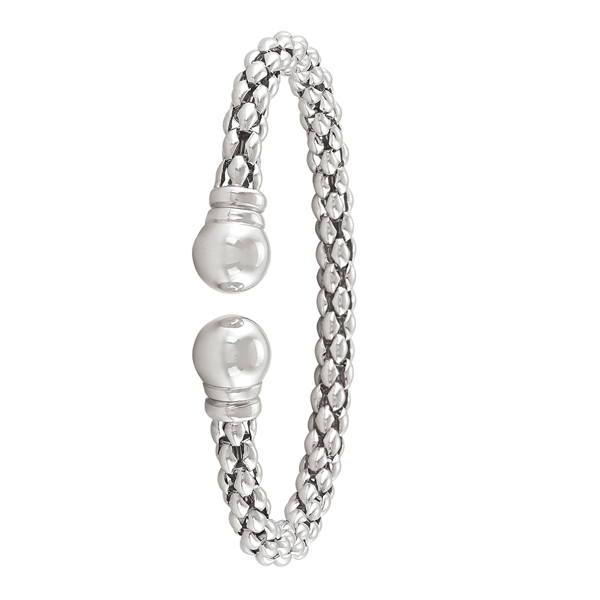 Open-End Popcorn Sterling Silver Fashion Bangle, Silver - 12.7 g