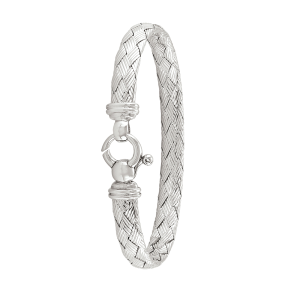 BSJ21-SSW Silver Finished Sterling Silver Fashion Bangle - 11.3 g