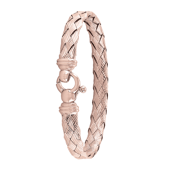 BSJ22-SSP Sterling Silver Fashion Bangle, Pink & Rose Gold - 11.3 g