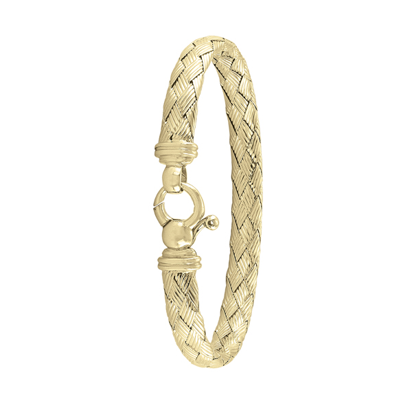 BSJ23-SSY Sterling Silver Fashion Bangle, Gold - 11.3 g
