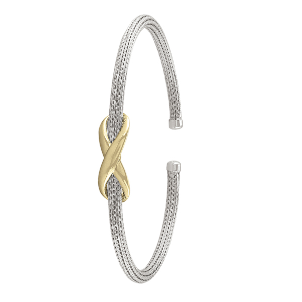 BSJ48-SSY Golden Infinite Sterling Silver Fashion Bangle - 6.4 g
