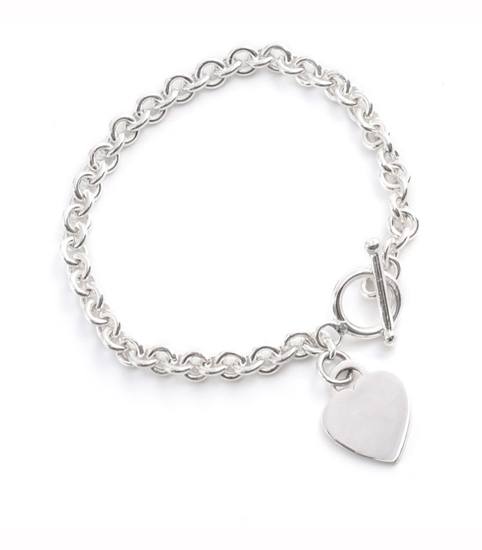 Picture of Cheri Jadore BTEC61-SS-75 7.5 in. Sterling Silver Toggle Bracelet with Heart Charm - 9.5 g