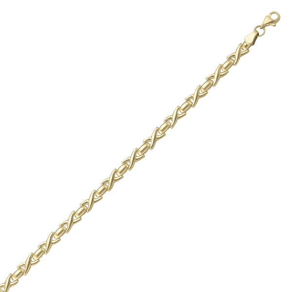 7.25 in. 10K Gold Cross & Oval Shaped Link Bracelet -  The Gem Collection, TH1603083