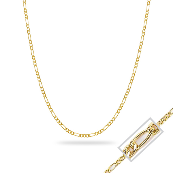 Picture of Cheri Jadore CN702-14Y-18 18 in. 14K Yellow Gold Hollow Figaro Chain Necklace - 4.86 g
