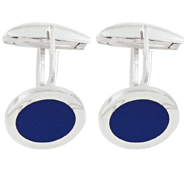 CN7614-SS Sterling Silver Cufflinks - Blue - 10.6 g