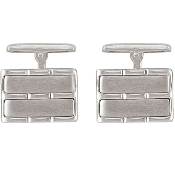CN7635-SS Sterling Silver Rectangle Cufflinks - 10.8 g