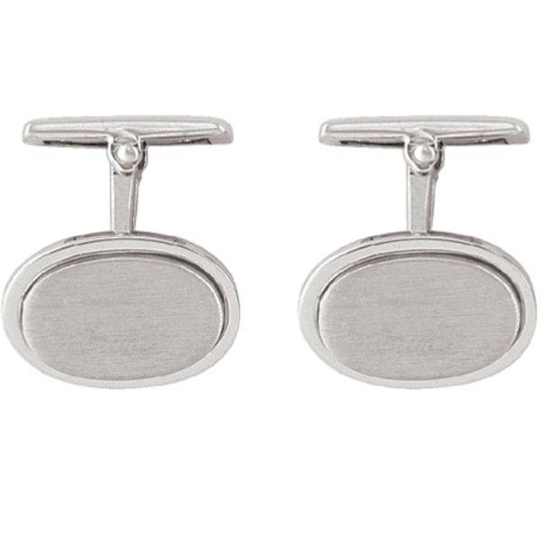 CN7636-SS Sterling Silver Oval Cufflinks - 8.4 g