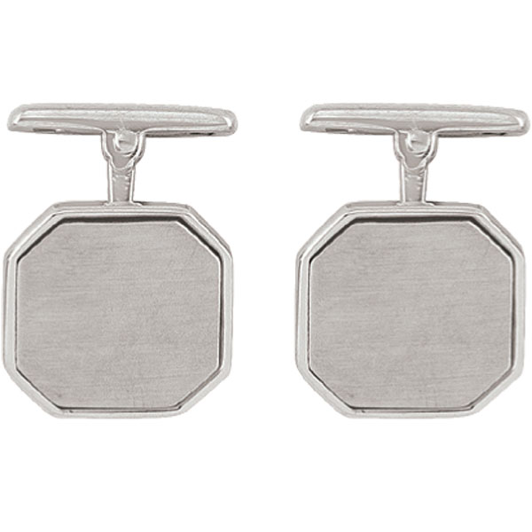 CN7639-SS Sterling Silver Octagon Cufflinks - 10 g