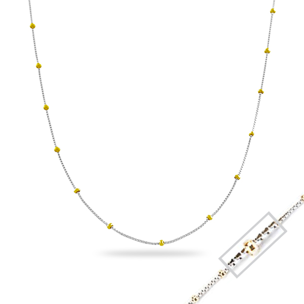 Picture of Cheri Jadore CN902-14T-20 20 in. 14K Two-Tone Gold Saturn Box Chain Necklace&#44; Silver & Gold - 4.2 g
