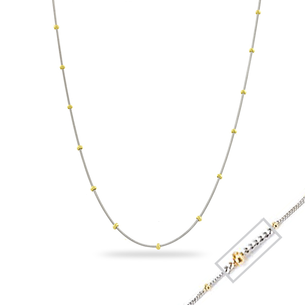 Picture of Cheri Jadore CN905-14T-20 20 in. 14K Two-Tone Gold Saturn Chain Necklace&#44; Silver & Gold - 2.9 g