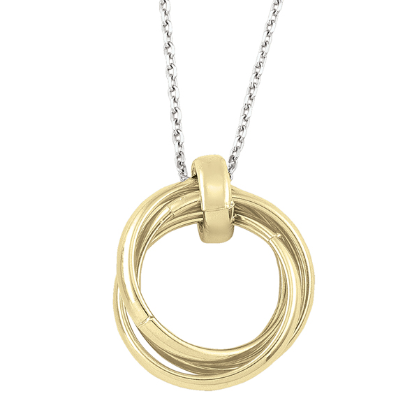 CSG93-SSP-18 18 in. Sterling Silver Fashion Necklace with Pendant with Golden Rings