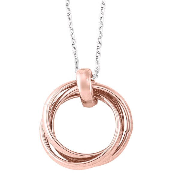 CSG97-SSP-18 18 in. Sterling Silver Fashion Necklace with Pendant & Pink Rings