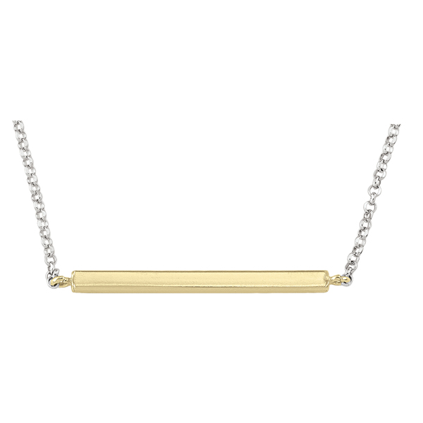 CSVX115-SSY-17 17 in. Sterling Silver Fashion Necklace with Pendant & Golden Bar