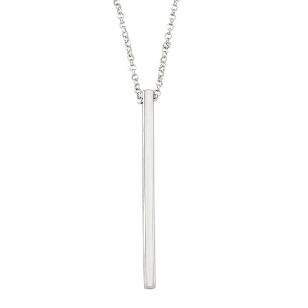 CSVX130-SSW-17 17 in. Sterling Silver Fashion Necklace with Pendant & Silver Vertical Bar