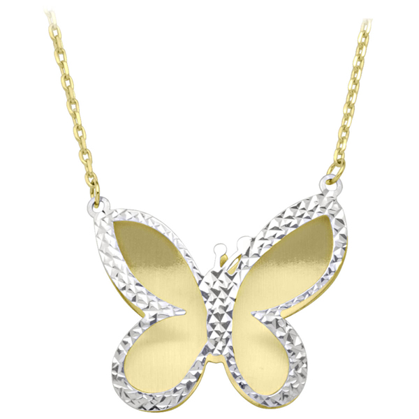 CTECA165-10K-17 17 in. 10K Gold Fashion Necklace with Butterfly Pendant