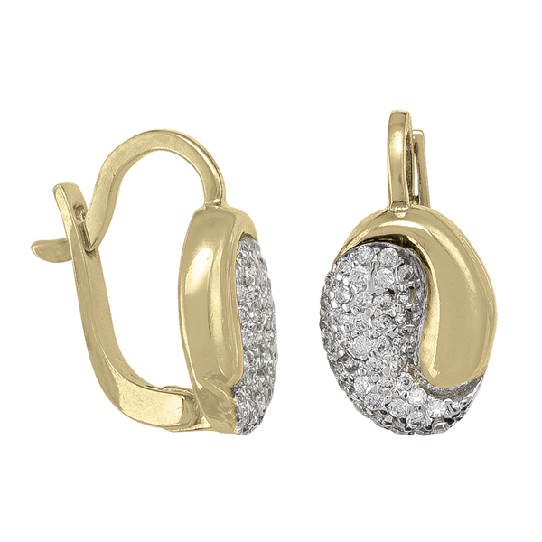 ECZE37-10KY 10K Gold Cubic Zirconia Oval Shaped Hoop Earrings - 3.1 g