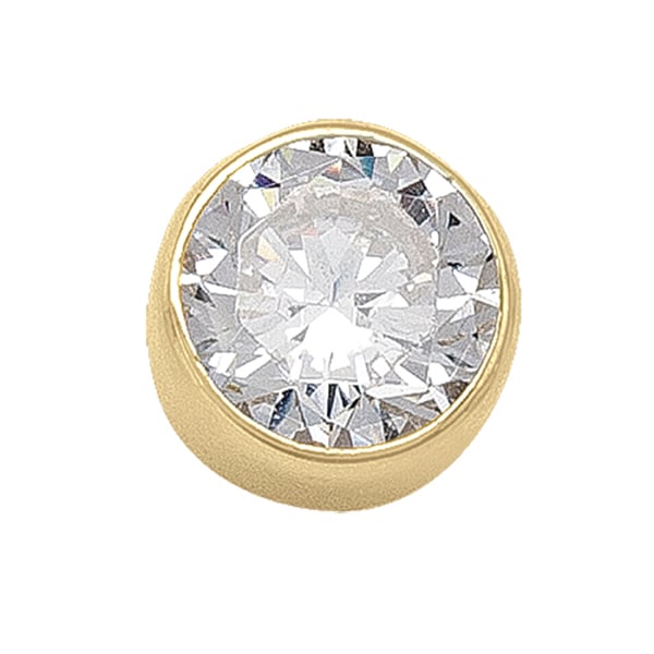 EN4962-10KY 10K Gold Round Cubic Zirconia Stud Earrings - 1.8g