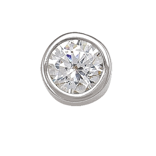 EN4963-10KW 10K Silver Round Cubic Zirconia Stud Earrings - 1.1g