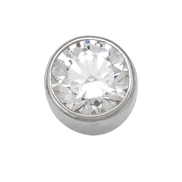 EN4964-10KW 10K Silver Round Cubic Zirconia Stud Earrings - 1.4g