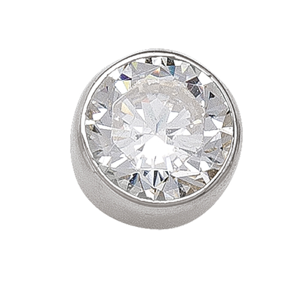 EN4965-10KW 10K Silver Round Cubic Zirconia Stud Earrings - 1.8g