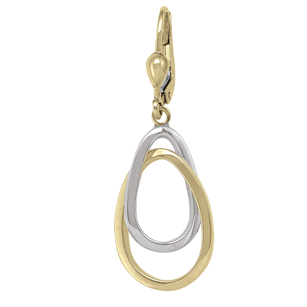 14K Gold & Silver Oval Ring Shaped Drop Earrings - 3 g