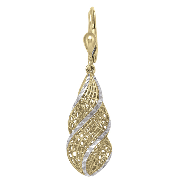 14K Silver & Gold Spiral Shaped Drop Earrings - 3 g