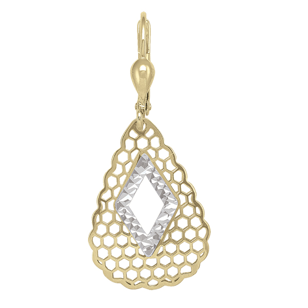 14K Gold & Silver Fashion Drop Earrings - 2.7 g
