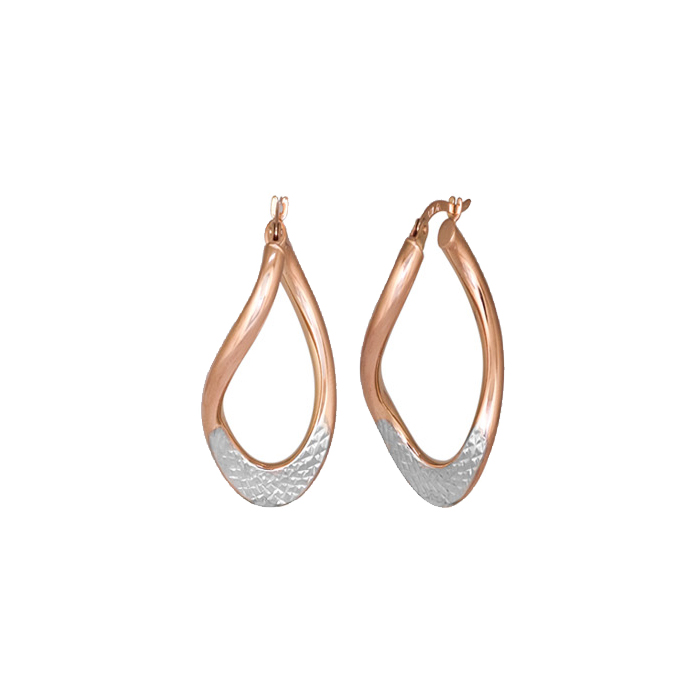 Picture of Cheri Jadore ETECA119-10T-215 10K Gold Twisted Oval Earrings - White & Rose Gold - 2.15 g