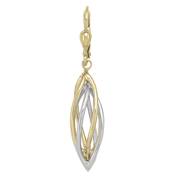 ETECA140-10K2T 10K Gold & Silver Oval Ring Fashion Drop Earrings - 3 g