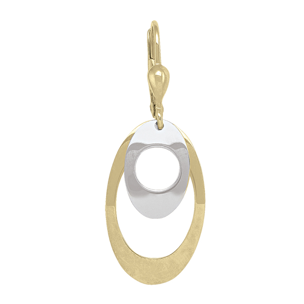 ETECA146-10K2T 10K Gold & Silver Oval Shape Fashion Drop Earrings - 2.4 g