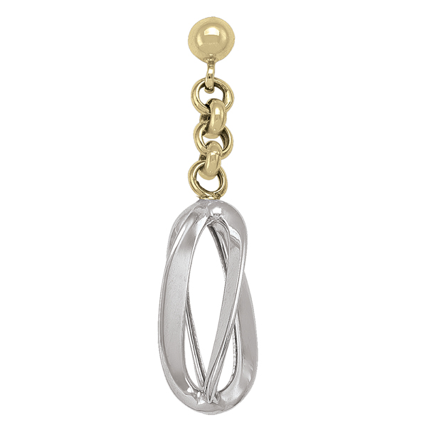 ETECA174-10K2T 10K Gold & Silver Fashion Drop Earrings - 2 g