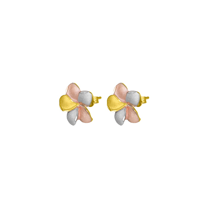 Picture of Cheri Jadore ETECA182-10T-19 10K Tri-Color Gold Flower Stud Earrings - 1.9 g