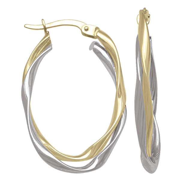 Picture of Cheri Jadore ETECA192-10T-23 10K Two-Tone Gold Twisted Hoop Earrings - 2.3 g
