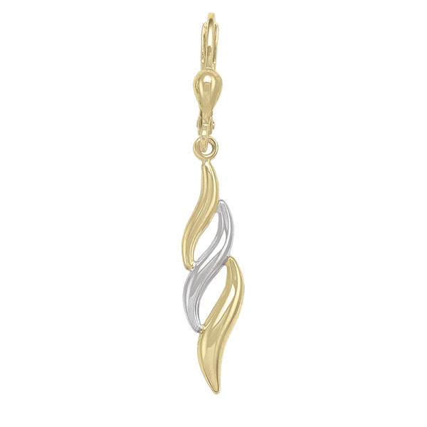 ETECA73-10K2T 10K Gold & Silver Fashion Drop Fashion Earrings - 2 g