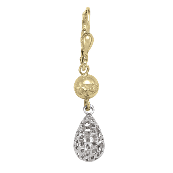ETECA75-10K2T 10K Gold & Silver Drop Earrings - 2.4 g