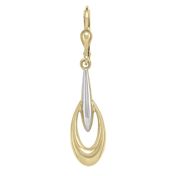 ETECA81-10K2T 10K Gold & Silver Drop Earrings - 2 g