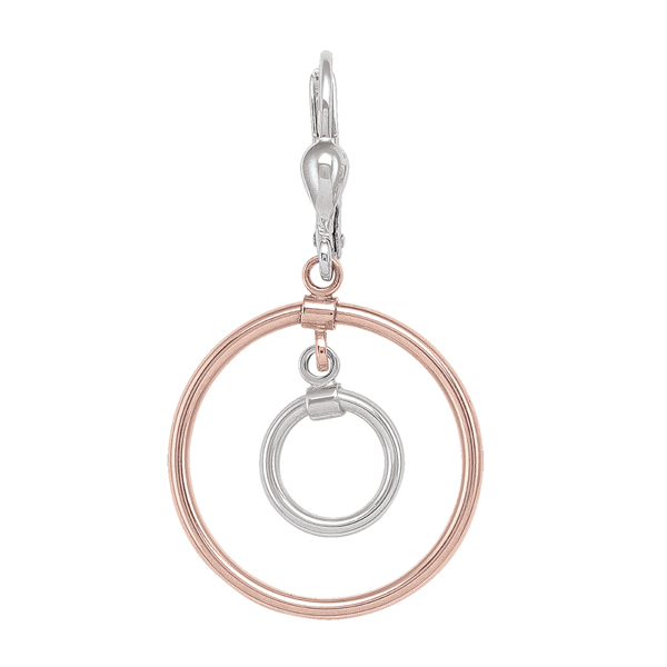 ETECA84-10K2T 10K Rose Gold & Silver Fashion Drop Earrings - 2.5 g