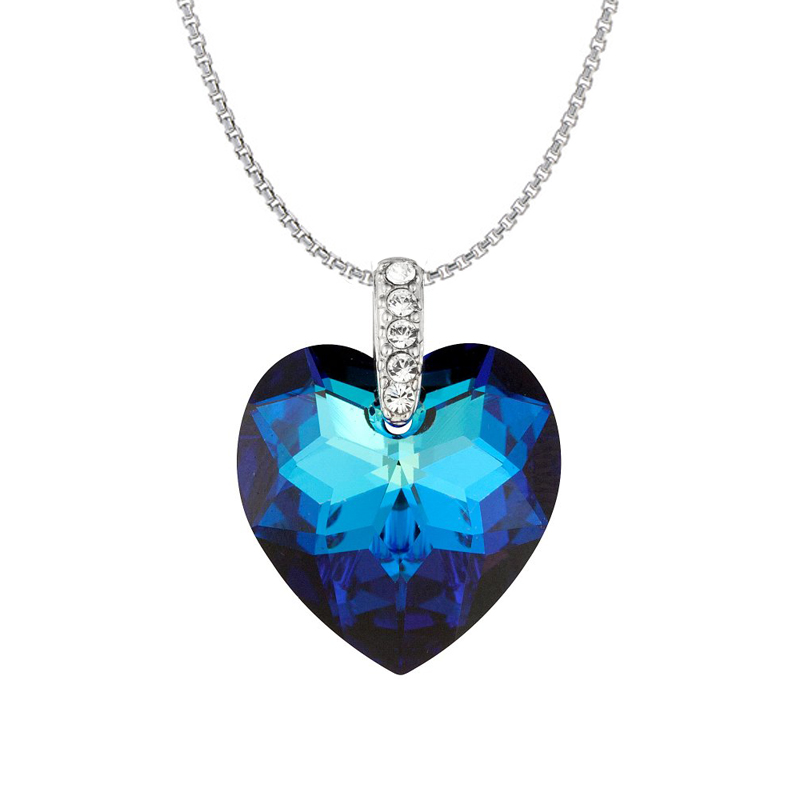 Picture of Cheri Jadore P8201-SE-BBLUE Swarovski Elements Crystal Heart Necklace - Bermuda Blue