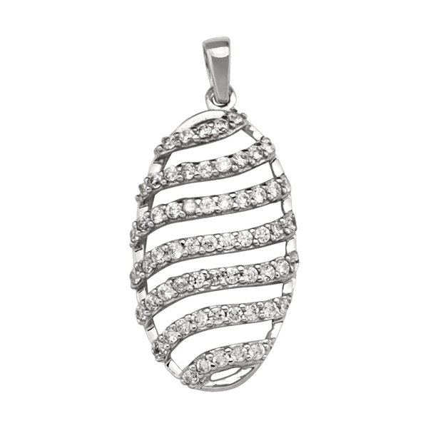 PCZP25-10KW 10K White Gold CZ Fashion Pendant, Silver - 2 g