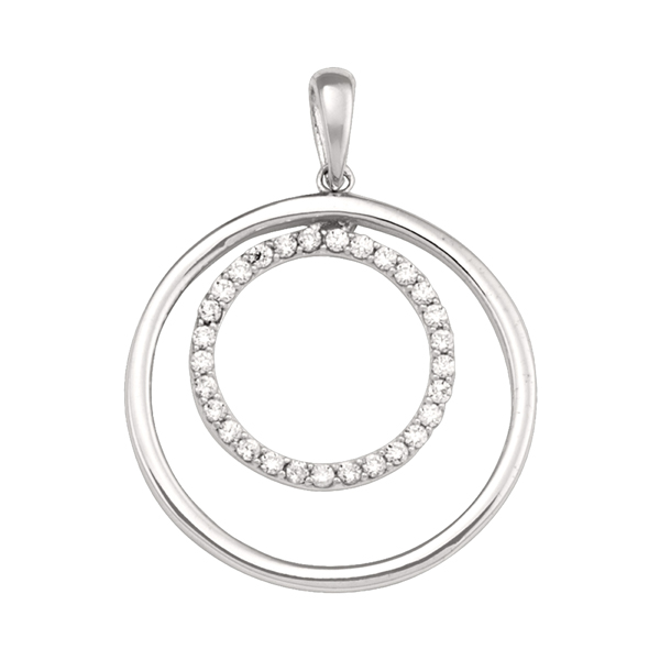 PCZP27-10KW 10K White Gold CZ Fashion Pendant, Silver - 1.7 g