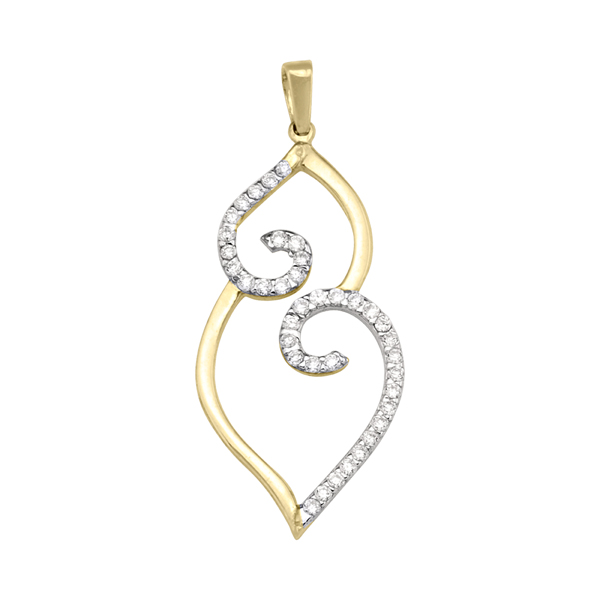 PCZP30-10KY 10K Gold CZ Stones Fashion Pendant, Silver - 1.4 g