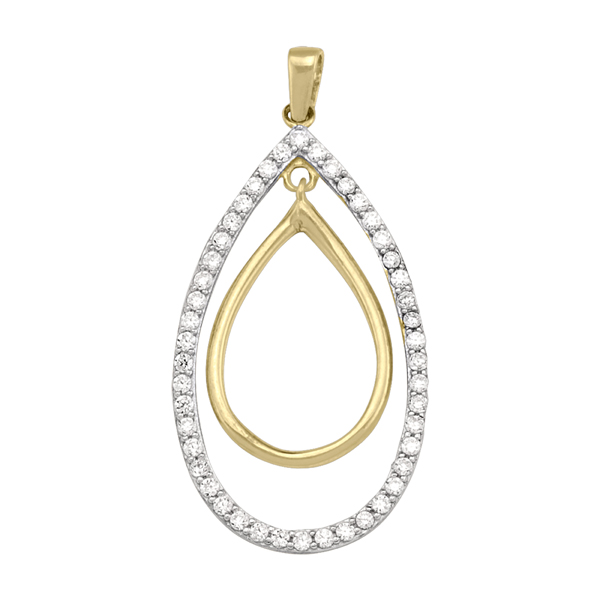 PCZP33-10KY 10K Gold CZ Fashion Pendant, Silver - 1.6 g