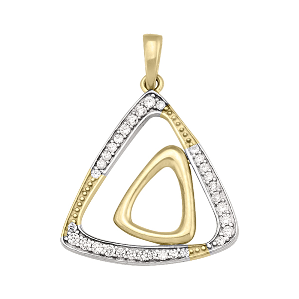 PCZP40-10KY 10K Gold CZ Fashion Pendant, Silver - 1.4 g